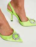 Asos Design 37 Zdobione Czółenka Lime Satin Poppy R12778