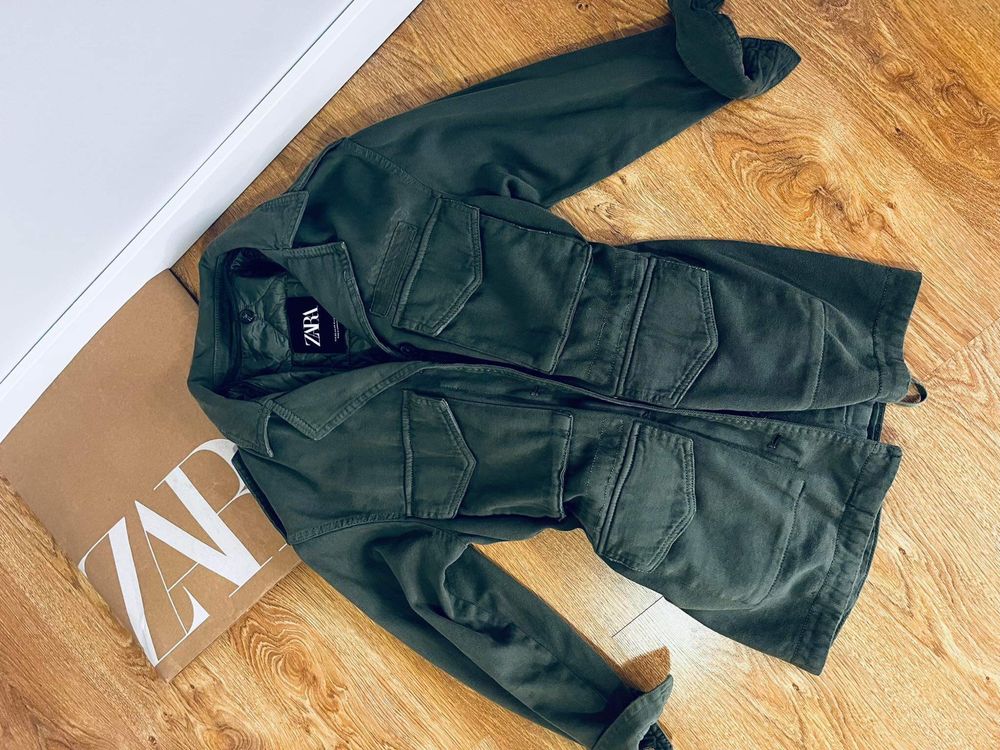 Zielona kurtka militarna zara xs khaki