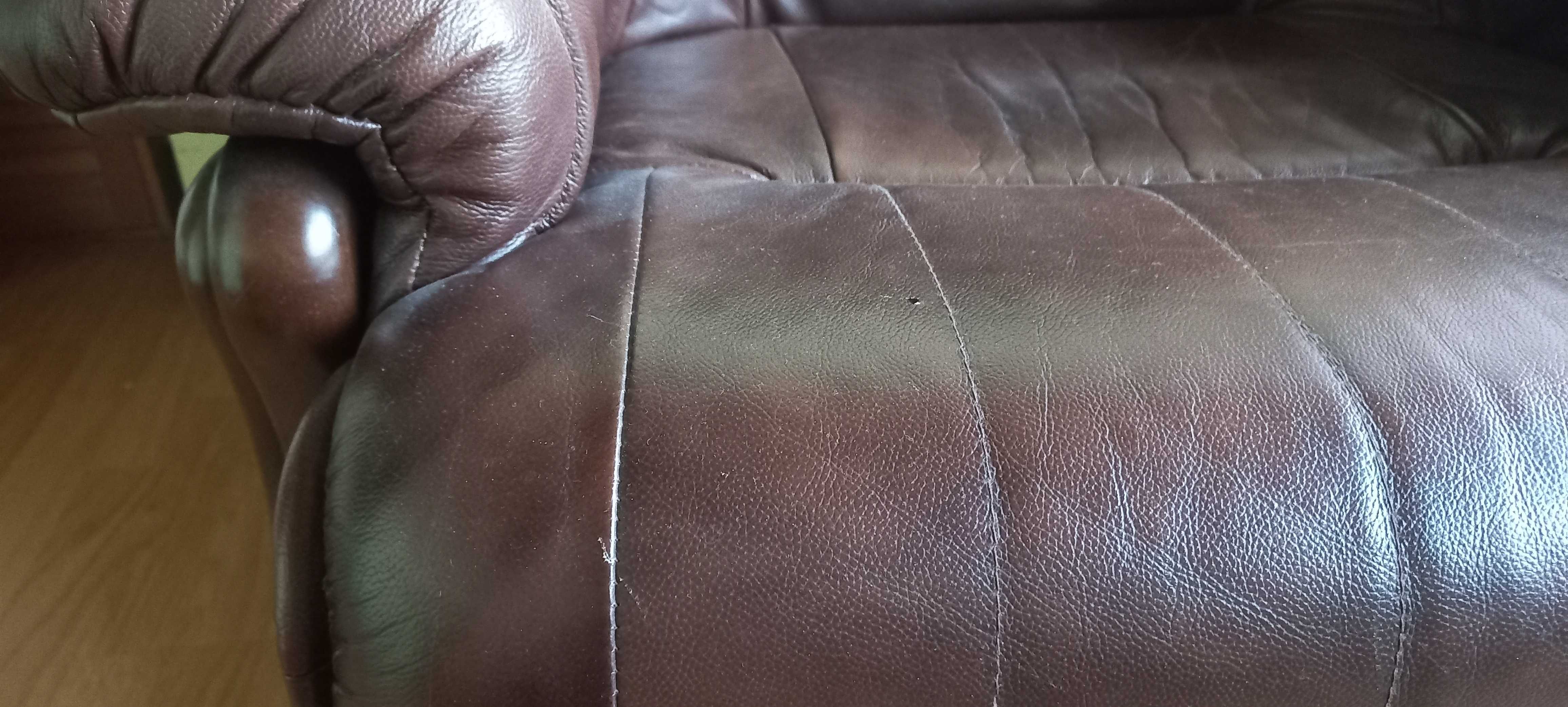Komplet mebli skórzanych (sofa z funkcją spania, dwa fotele)