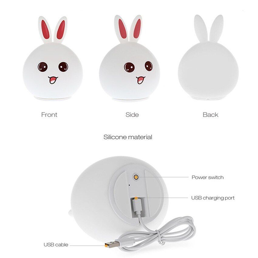 Ночной светильник RGB в форме кролика - Rabbit Silicone Lamp