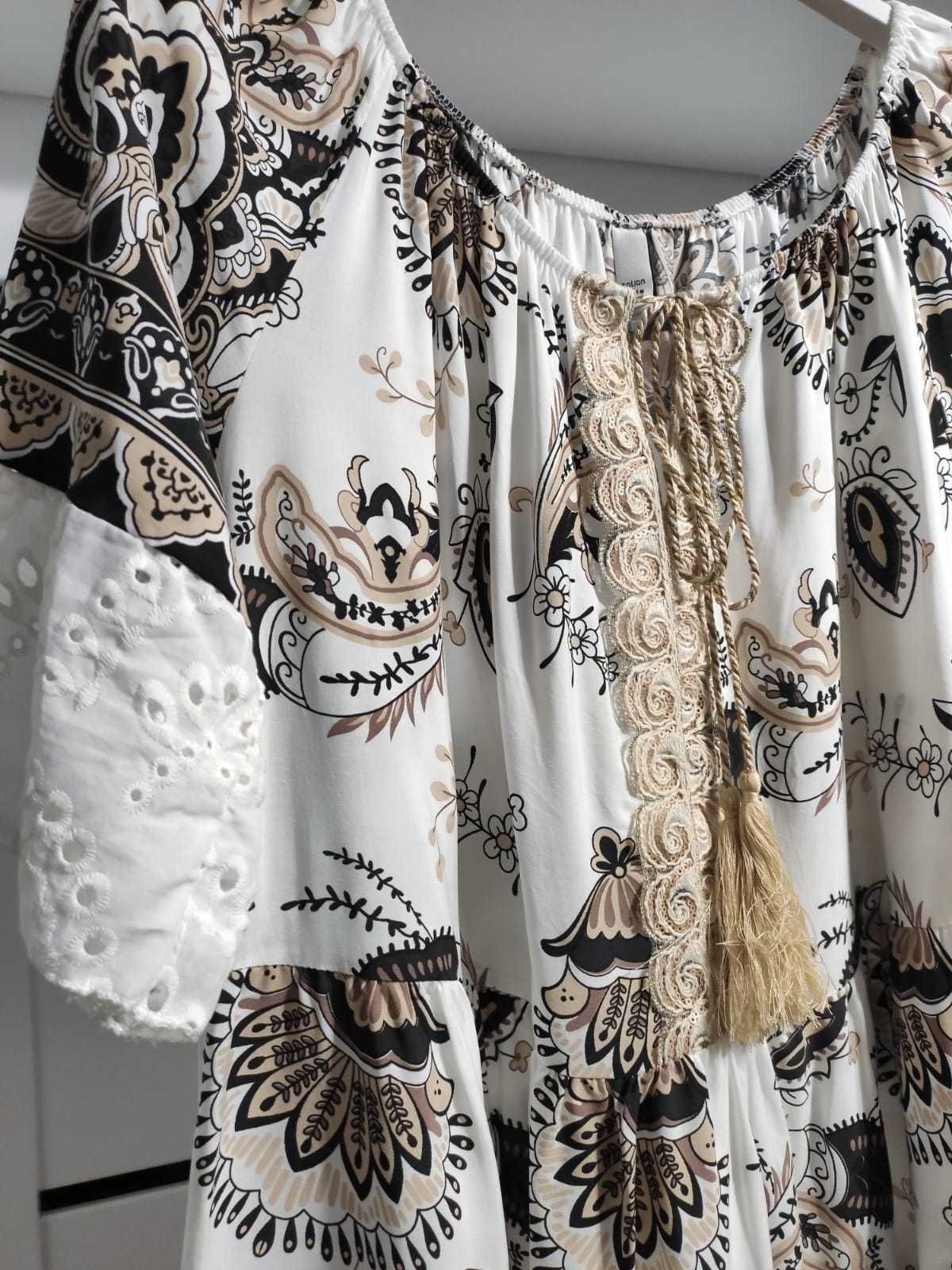 Hiszpanka boho latte przepiękna i stylowa maxi 100% wiskoza 3 kolory
