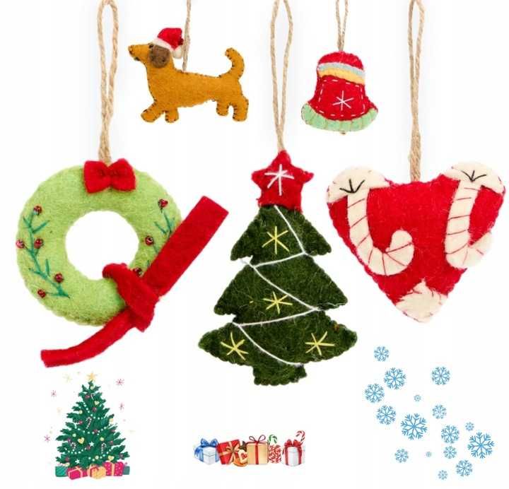 Ozdoba filcowa kolorowa miękka zawieszka - 10 szt. mix