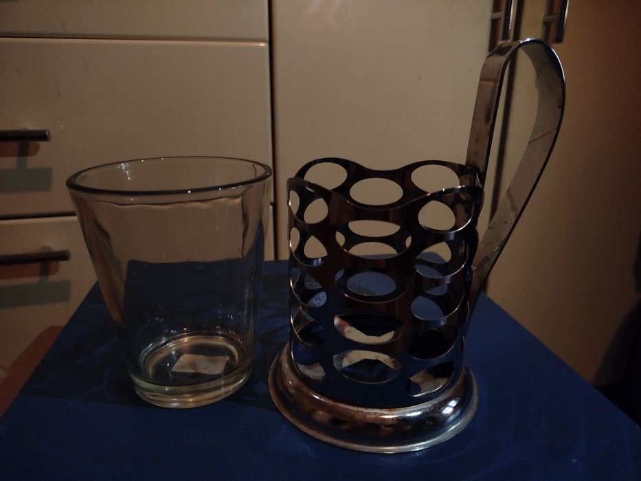 Великий підстаканник зі  стаканом висота 20 см можна для інтерєру