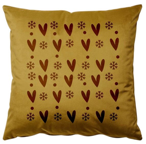Poszewka welurowa poduszka 40x40 ozdoba Świąteczna Serca śnieżynki