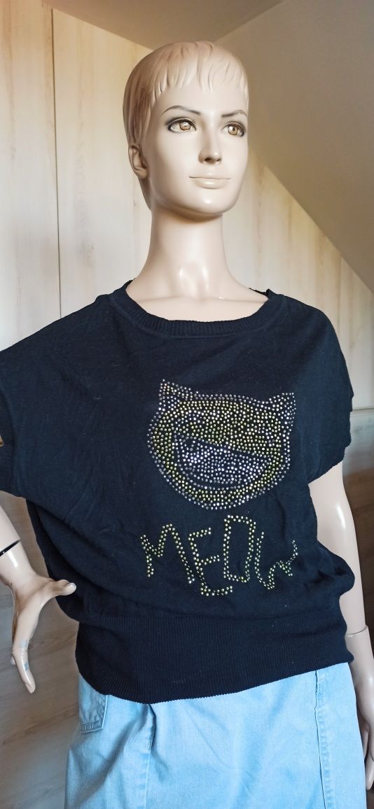 Sg Sweter z krótkim rękawem z dżetami nietoperz 34 , 36 , XS  , S orgi