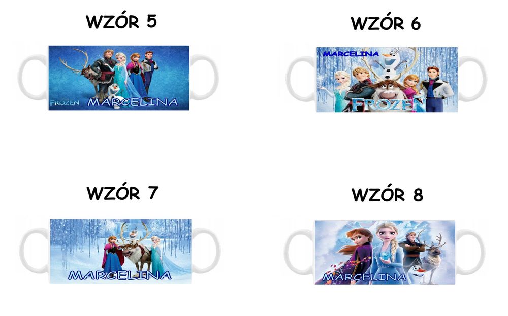 Kubek z nadrukiem Kraina Lodu Frozen, różne wzory + imię