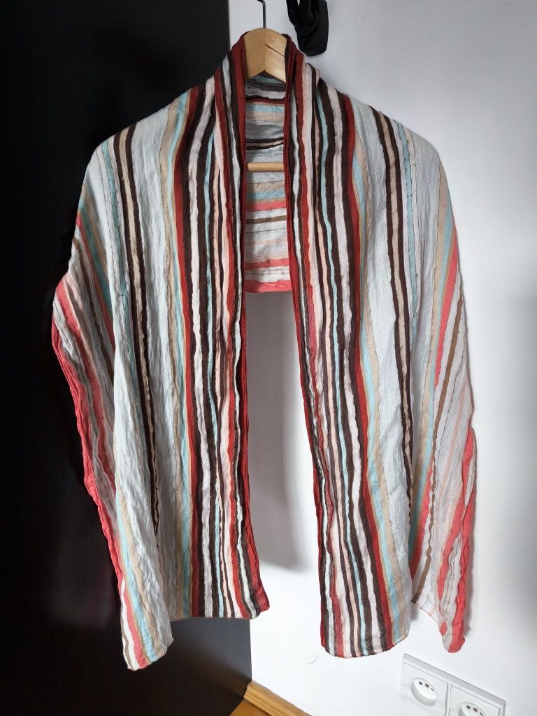 Cienki w wielokolorowe paski szal 170x45cm