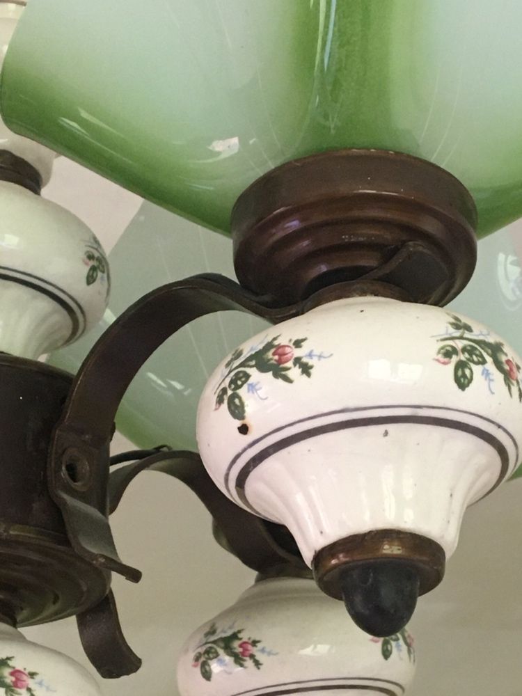 lampa wisząca żyrandol vintage PRL porcelit