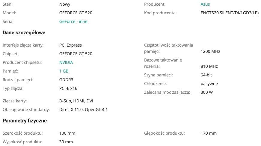 Asus GeForce GT 520 1GB DDR3