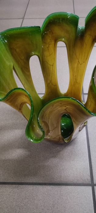 Przepiękny wazon/szklana rzeźba w stylu Murano zabarwienie tygrysie ok