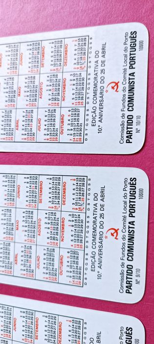 Raros e antigos calendários do partido comunista português