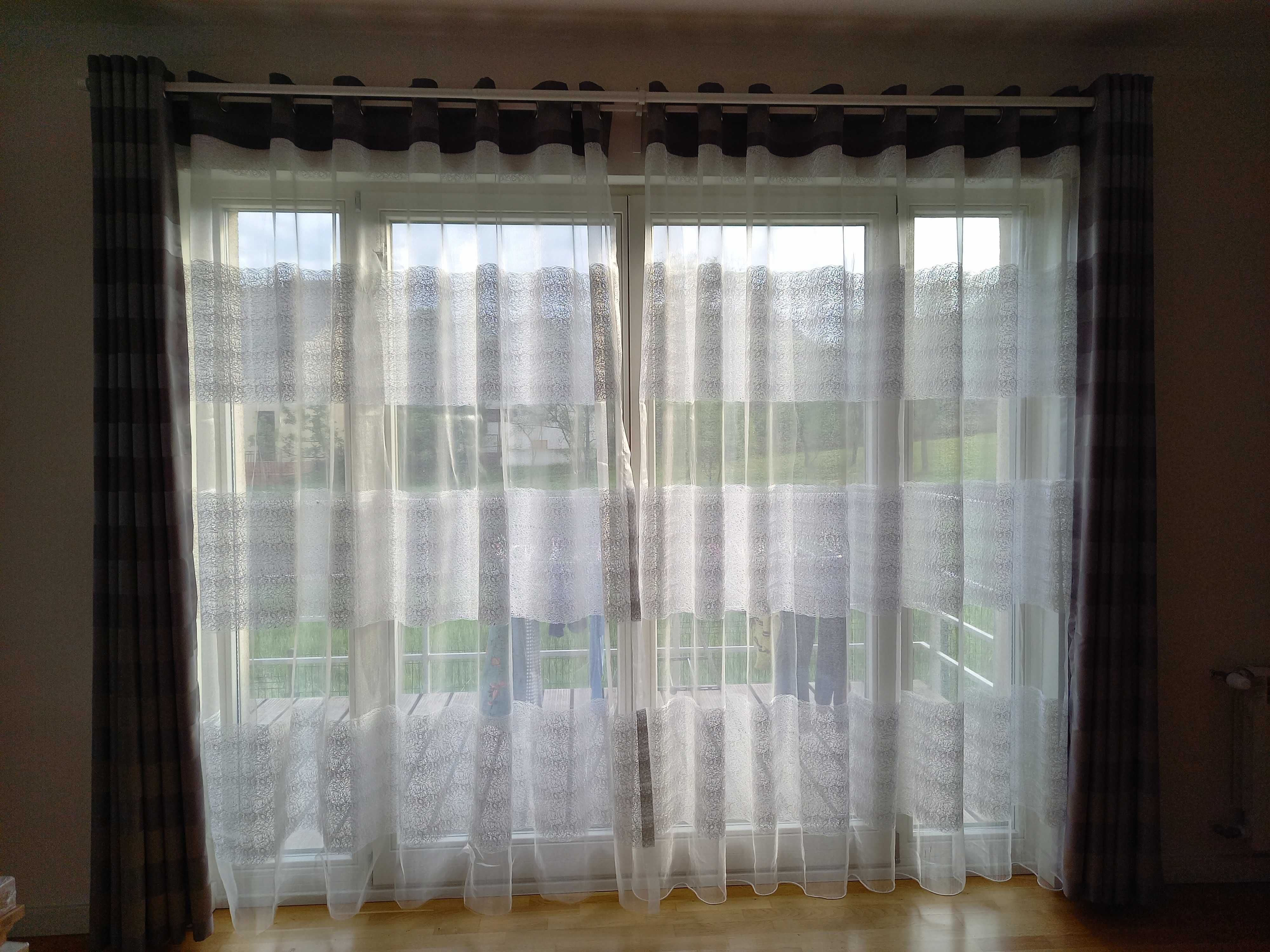 Firany i zasłony na przelotki dwie szer 280 x dł 244