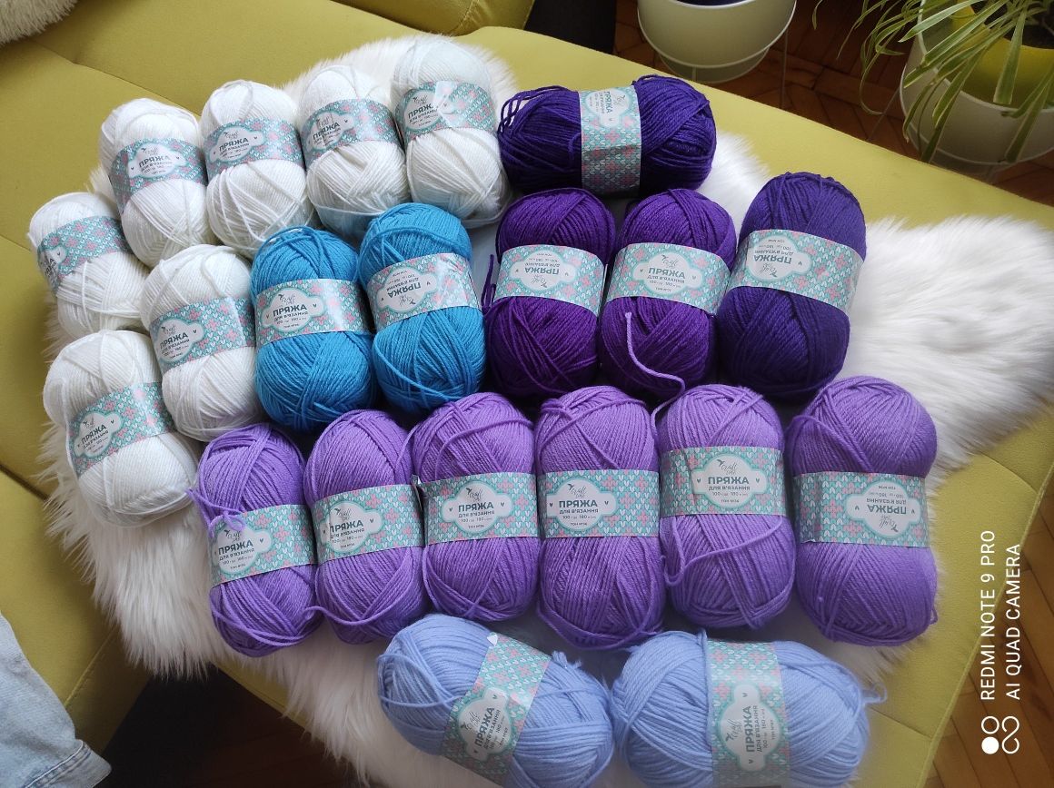 Пряжа,нитки для вязания, в ассортименте,цвета, лавсан, craft time