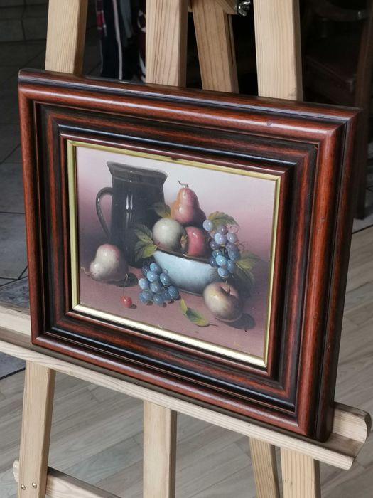 Ładny Obraz olejny na płótnie MARTWA NATURA sygnowany podpisem AUTORA