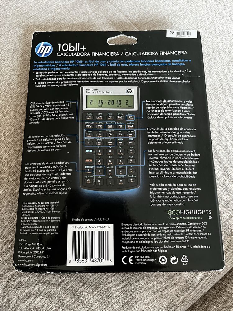 Calculadora Financeira HP 10bll+