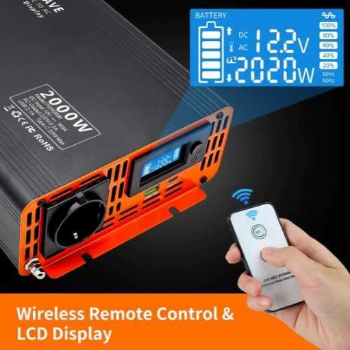 інвертор DATOUBOSS PSW Inversor 12v-220v 2000w (4000W) DC новий
