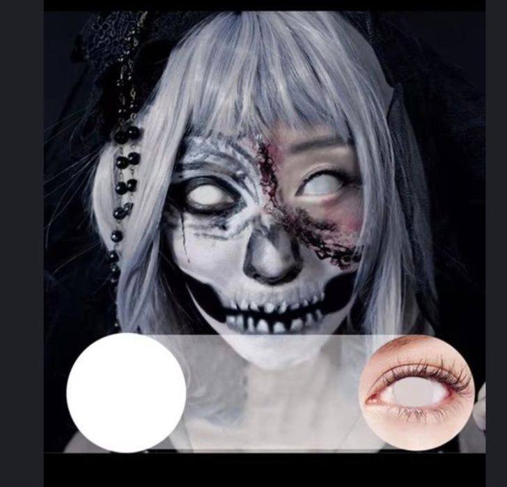 Full white cale biale soczewki Halloween