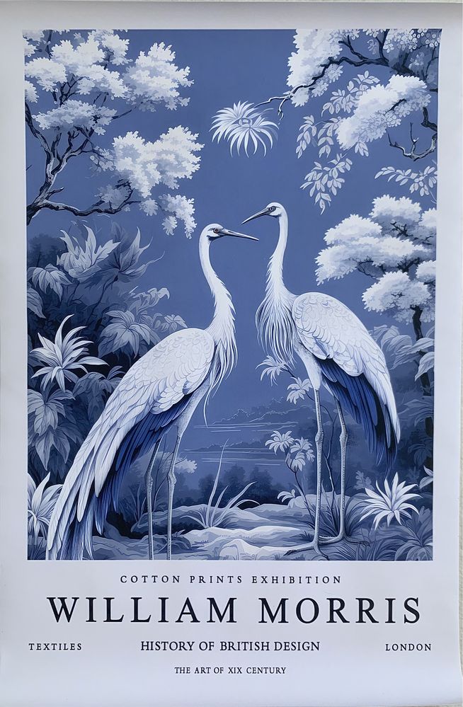 Gobelin na płótnie/Obrazek/William Morris/Cranes Blue