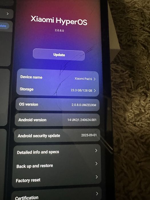 Xiaomi mi pad 6 6/128 бытий екран