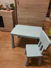 Stół Stolik Mammut Ikea + krzesełko jasny niebieski