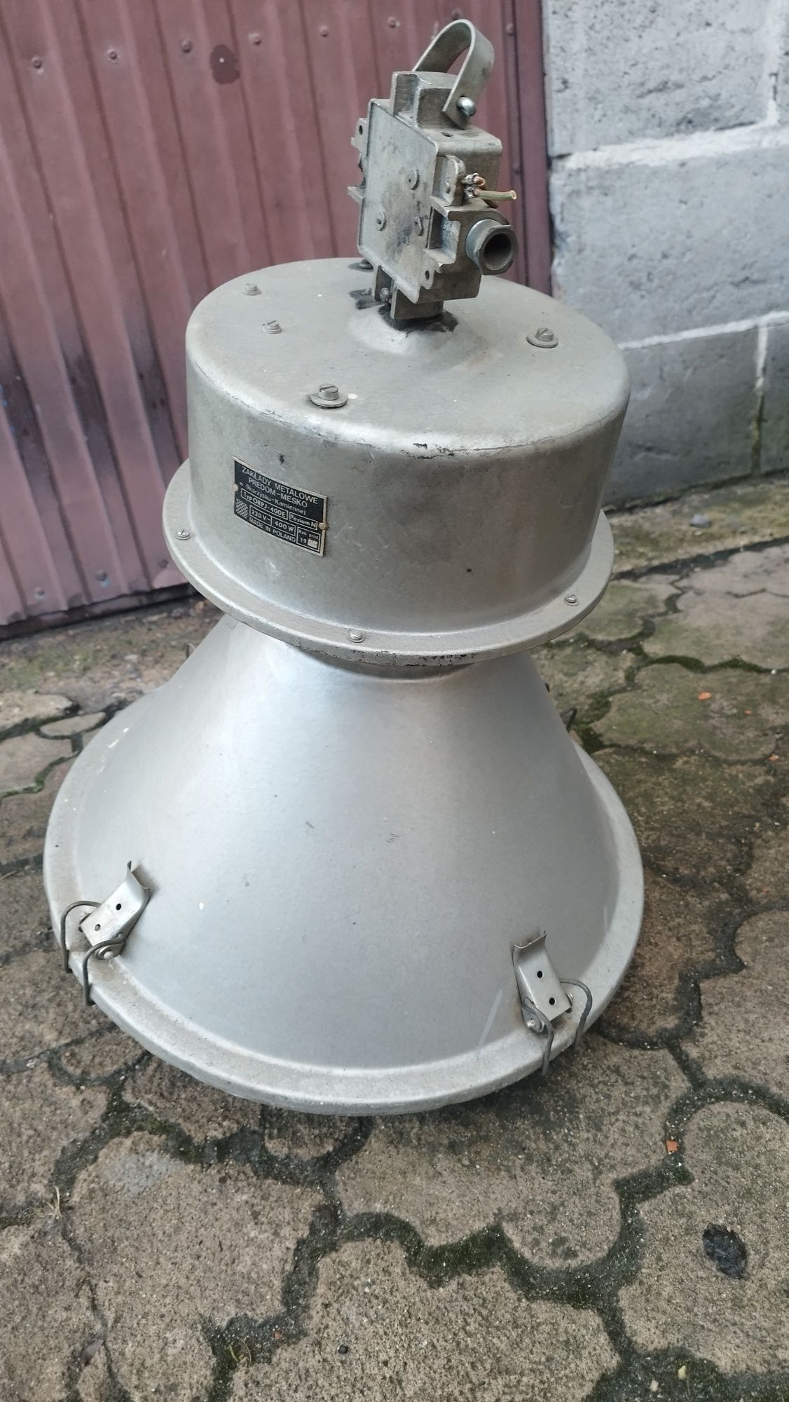 Stara lampa przemysłowa duża lampa PRL VINTAGE - Predom  Mesko - 1984r