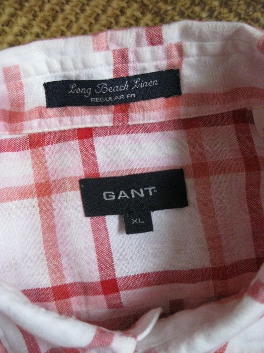 рубашка в клетку льняная из льна 100% лён Gant размер XL / 52р