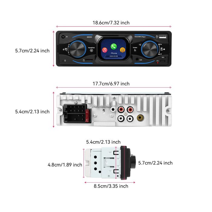 Rádio 1Din Ecrã Tátil 2.17" | Bluetooth | USB-C Carga Rápida | Novo