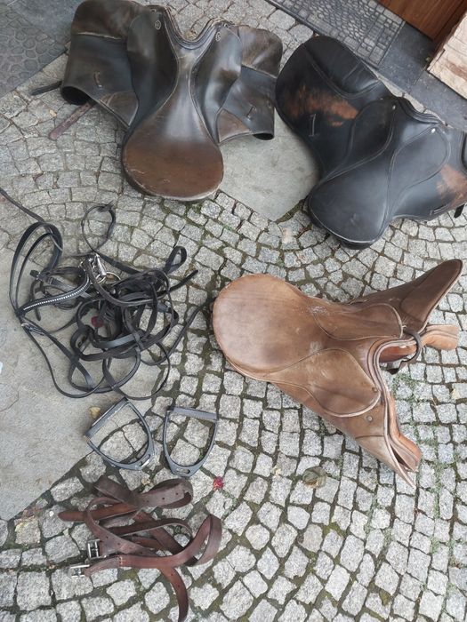 Siodło na konia siodła jeździeckie skórzane 3 sztuki