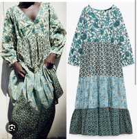 Zara sukienka rozmiar M 100% bawełna patchworkowa midi maxi lekka