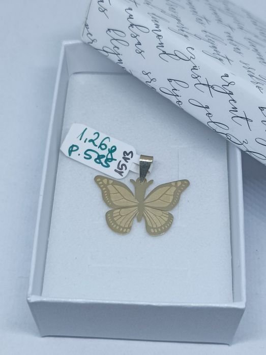 Złoty wisiorek motyl, złoto 585