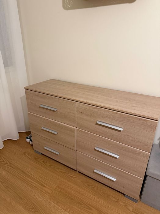 Comoda marca Homy cor Carvalho 6 gavetas