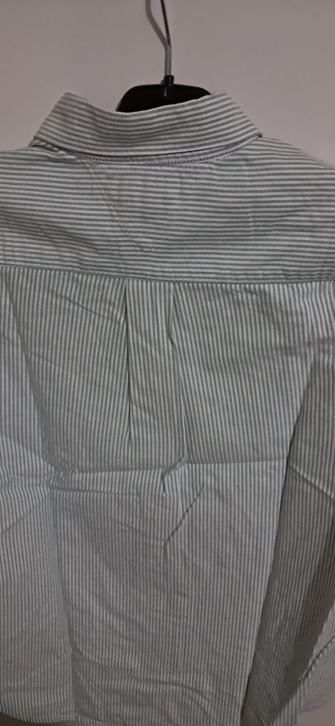 Camisa oxford mulher de riscas verde e branco,  S