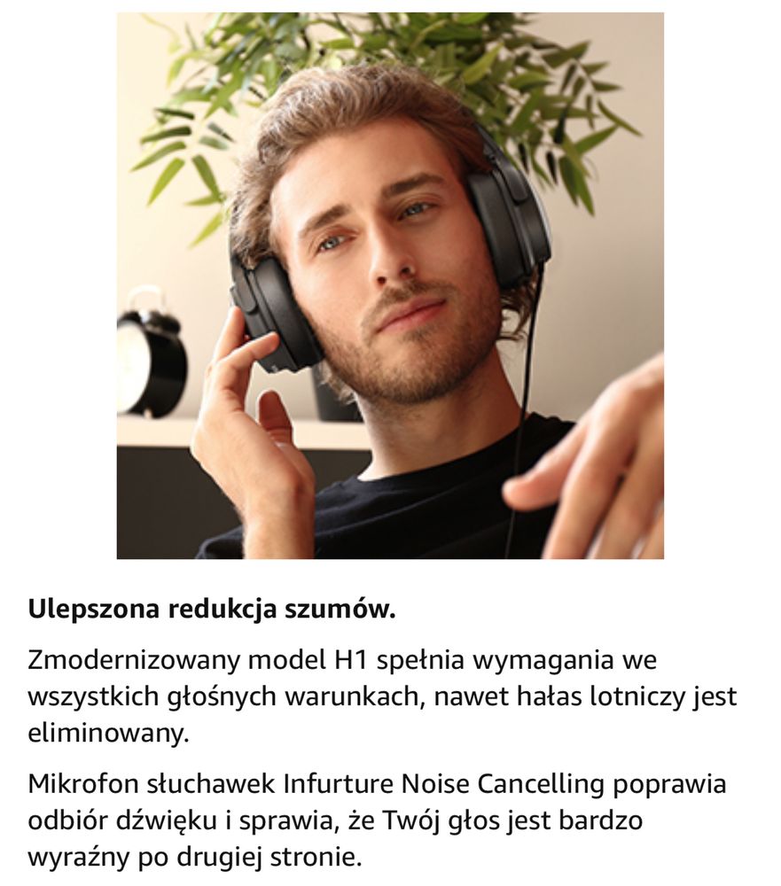 INFURTURE H1 Słuchawki z aktywną redukcją szumów z mikrofonem