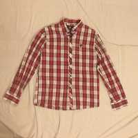 Koszula chłopięca w kratę, czerwono biało czarna, rozmiar 140 cm