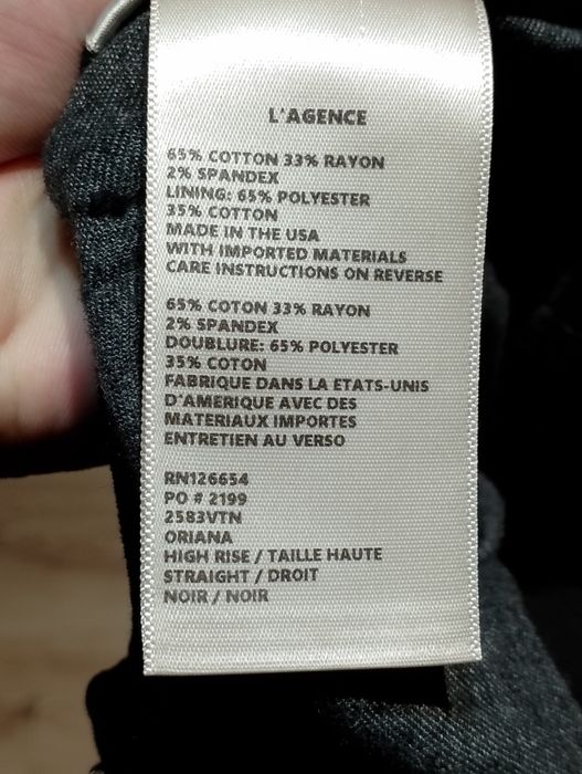 Czarne Welurowe Spodnie Damskie L'Agence Paris Oriana High Rise