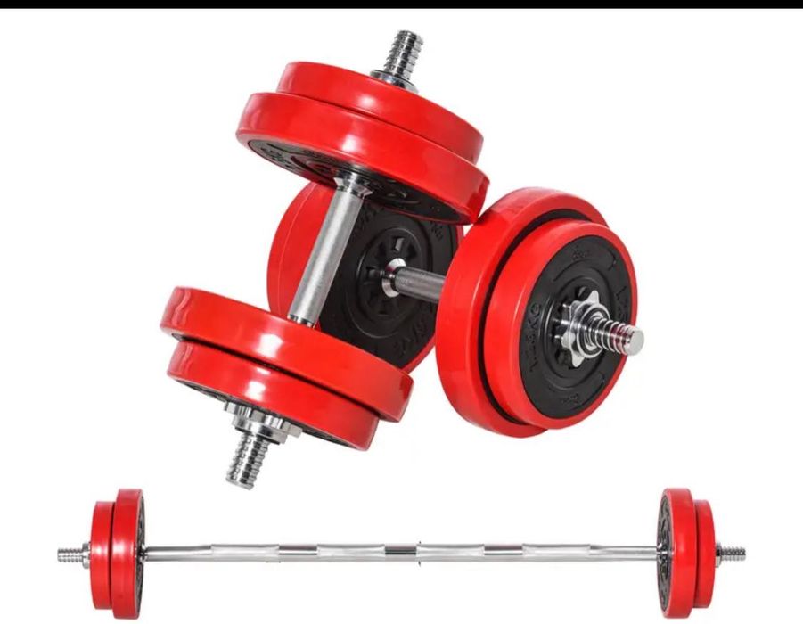 Halteres e Barra com 25kg Novo.