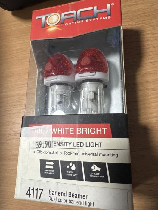 Torch lampki do prostej kierownicy  biała i czerwona