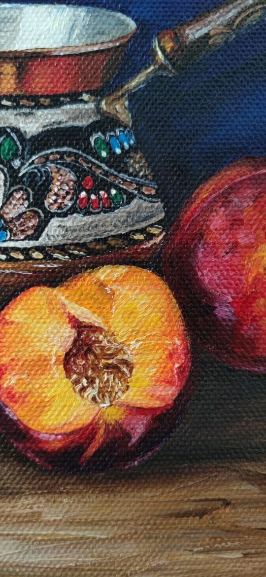 Картина "Сочные персики " ,масло, холст на подрамнике 40*30
