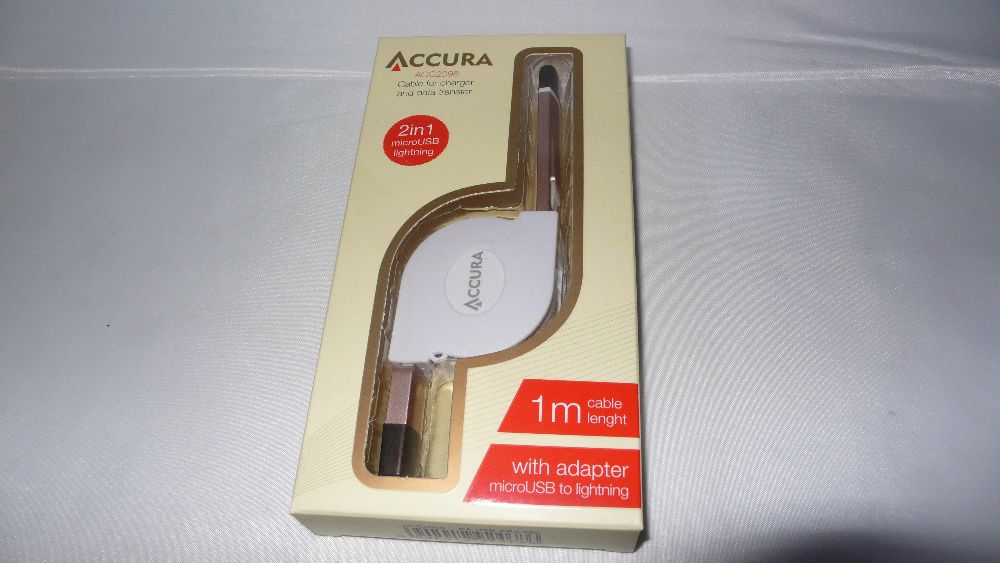 Kabelek 2w1 micro USB oraz lightning 1m nowy zwijany