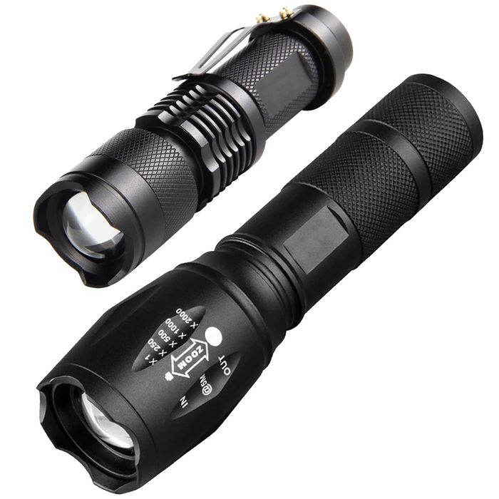 2x LATARKA Taktyczna LED Wojskowa Policyjna T6 i Q5 Zoom 2x Akumulator
