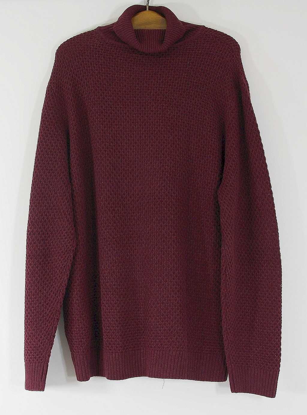 Sweter golf bordowy 100% Bawełna Rozmiar 60/62 uniseks, damski R 54