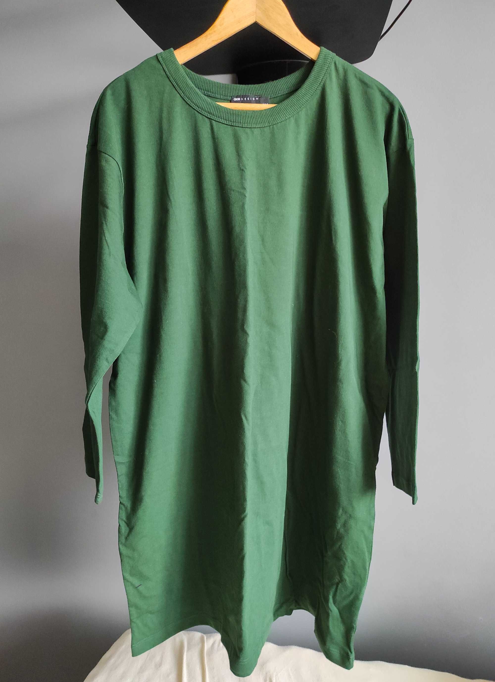 T-shirtowa sukienka w kolorze butelkowej zieleni, ASOS