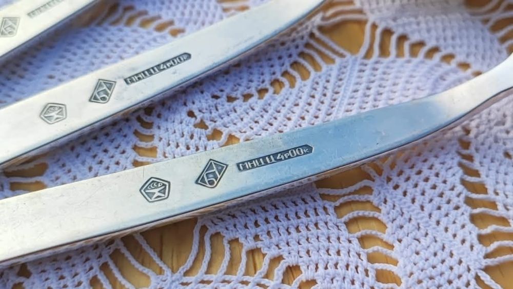 Zestaw sztućców posrebrzane łyżki+ widelce z czasów ZSRR,Baku 1970-80