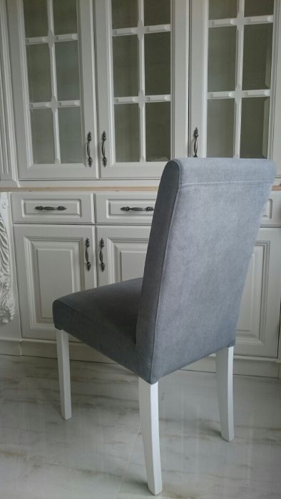 Nowoczesne krzesło tapicerowane białe szare wygodne Producent nowe
