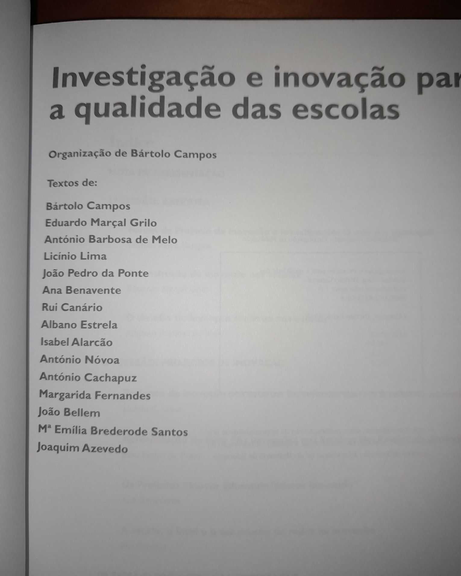 Livro Investigação e Inovação para a qualidade das Escolas