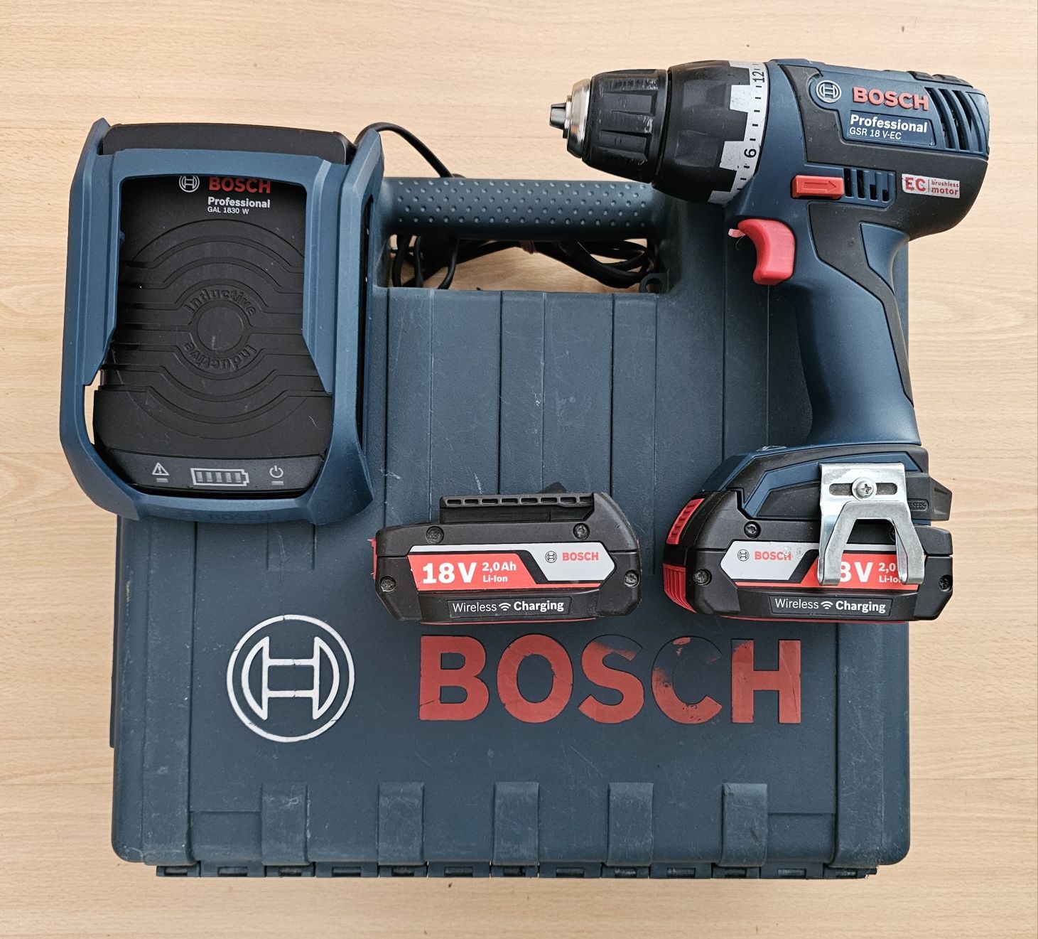 BOSCH GSR 18V-EC Wkrętarko-Wiertarka Bezszczotkowa 2xAku Ładow.Walizka
