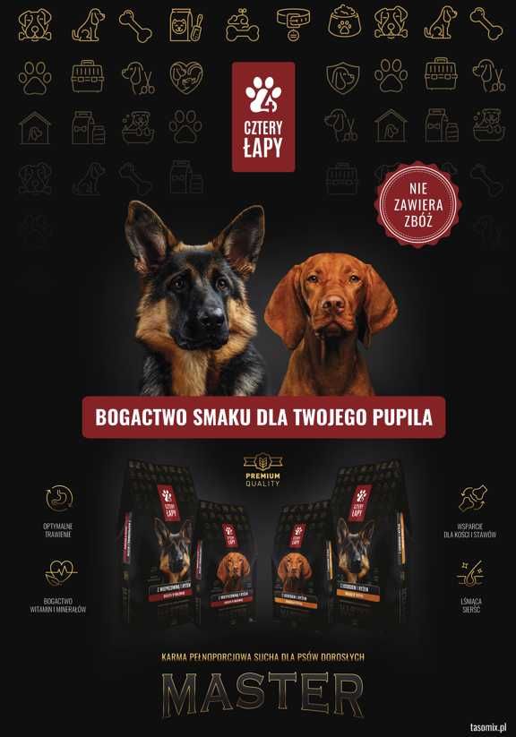 Karma dla psa MASTER CZTERY ŁAPY, 5 kg Łosoś, Indyk, Ryż  PREMIUM