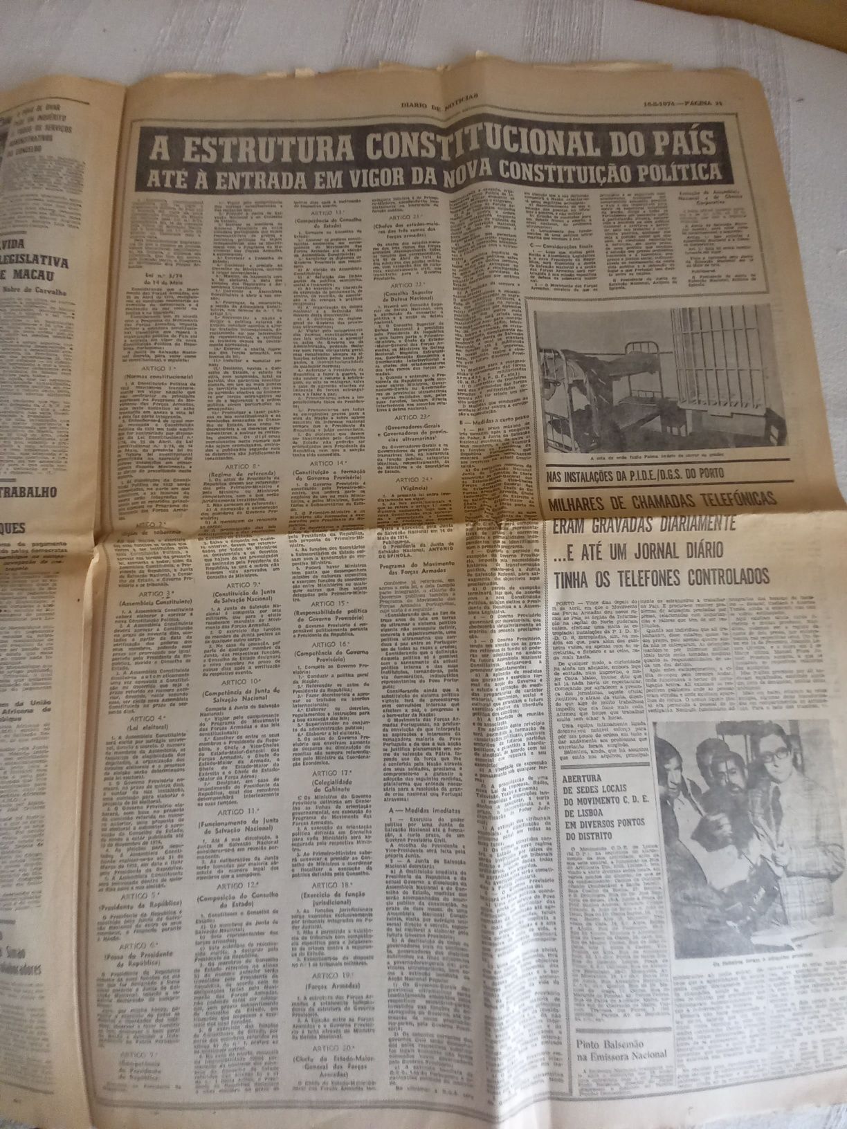 Diário de Notícias 16 Maio  1974 Spinola Presidente novo governo