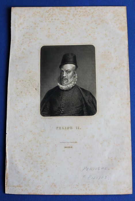 Rei Filipe I de Portugal e II de Espanha gravura Charles Geoffroy