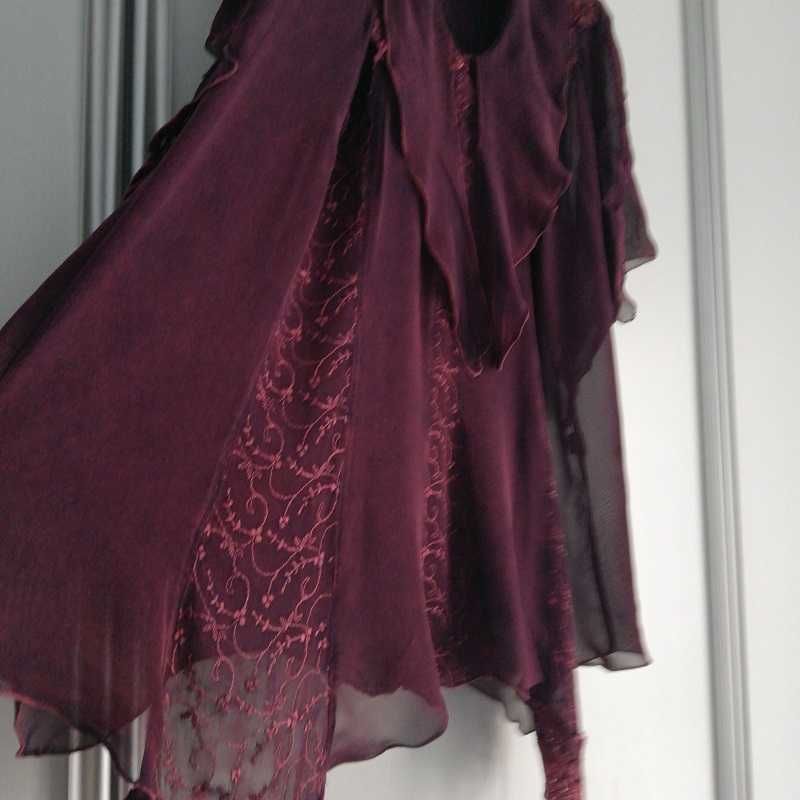 Elegancka garsonka sukienka 2-częściowa XL z koronkami z gipiurą